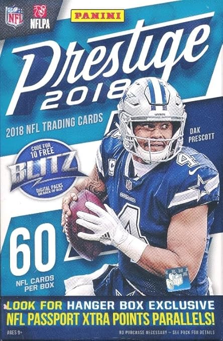 Panini 2018 Prestige Football HUGE Factory Sealed HANGER Box with 64 Cards & EXCLUSIVE PARALLELS! Look for Rookies & Auto’s of Baker Mayfield Josh Allen Saquon Barkley & Many More!