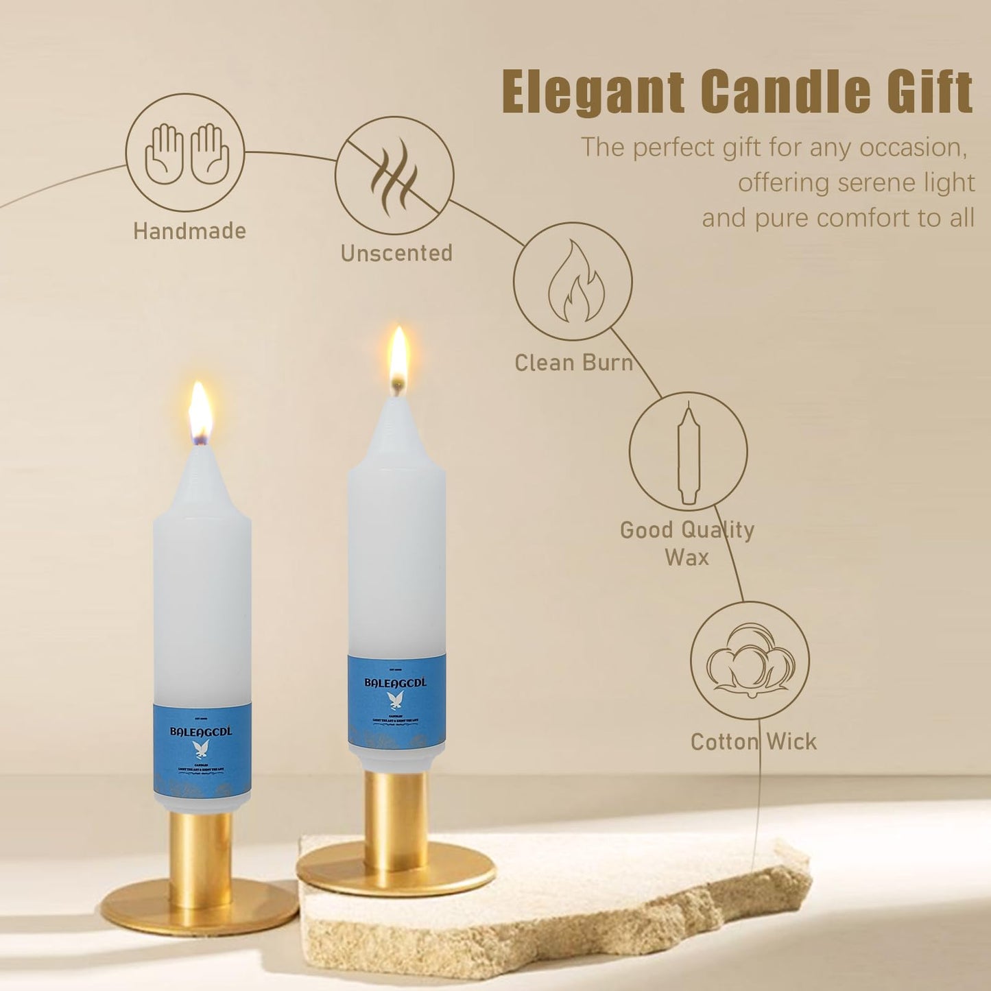 Smokeless Candlesticks Short Taper Candle,Unscented 5 Inches White Candle Sticks Dripless Tapered Candles for Weddings Festive Women Gifts(Set of 4-White)