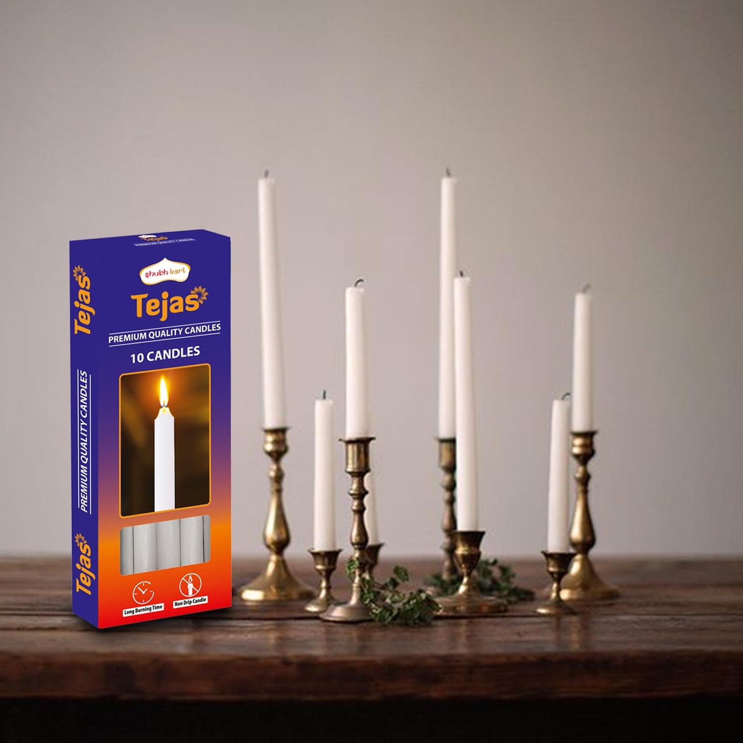 Shubhkart Tejas Premium Unscented Taper Candles 6 Inch Ivory (30 Pcs) Refined Smokeless & Dripless Candlesticks for Elegant Home Décor, Table Settings, Dinner, Emergency Light & Special Occasions