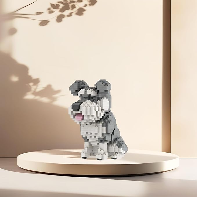 Larcele Micro Building Blocks Animal Set DIY 3D Building Toy Bricks934 Pieces KLJM-05(Schnauzer)