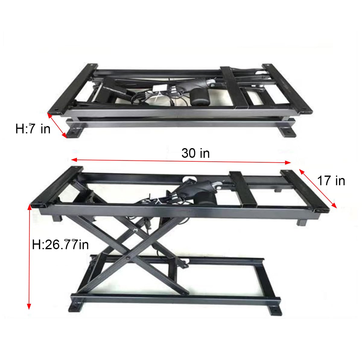 ANTEISI Electric Scissor Lift Table,7.5-27 in Height Adjustable,180Lbs Load,Used for DIY Lifting Coffee Table, Dining Table, and Other Projects,Black Metal Frame