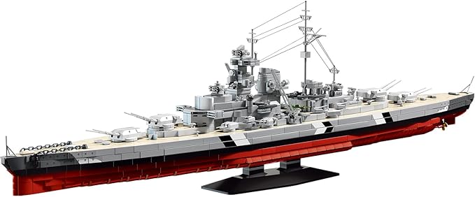 Brihappen Bismarck Battleship Building Block Sets 2686 Pcs MOC Warship Building Toys 31in German WWII Military Theme Boat Model Kit for Collection and Display Gift for Military Lovers