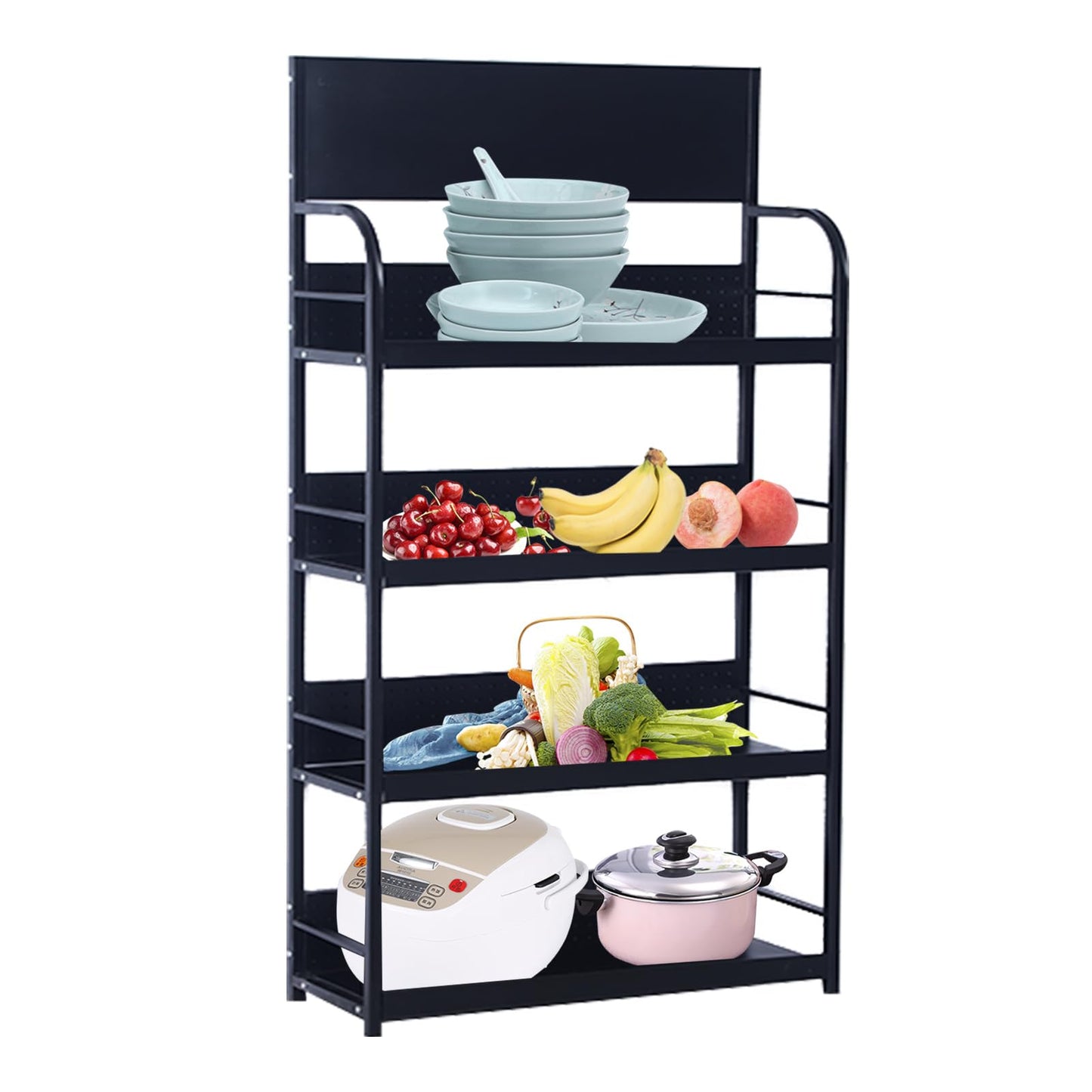 BFECGDXT 4-Tier Retail Display Racks, Metal Display Shelving, Heavy-Duty Standing Shelves for Supermarkets, Garages, Stores, Warehouses, Home & Kitchen, 31.4" W x 67" H