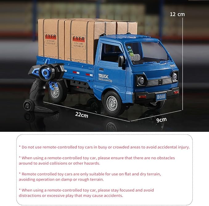 1:16 Scale RC Crawler Kei Truck RC Transport Pickup Truck with Light Spray - 2.4Ghz Remote Control Car Toys for Teen & Adults - Rear Compartment Transport Goods