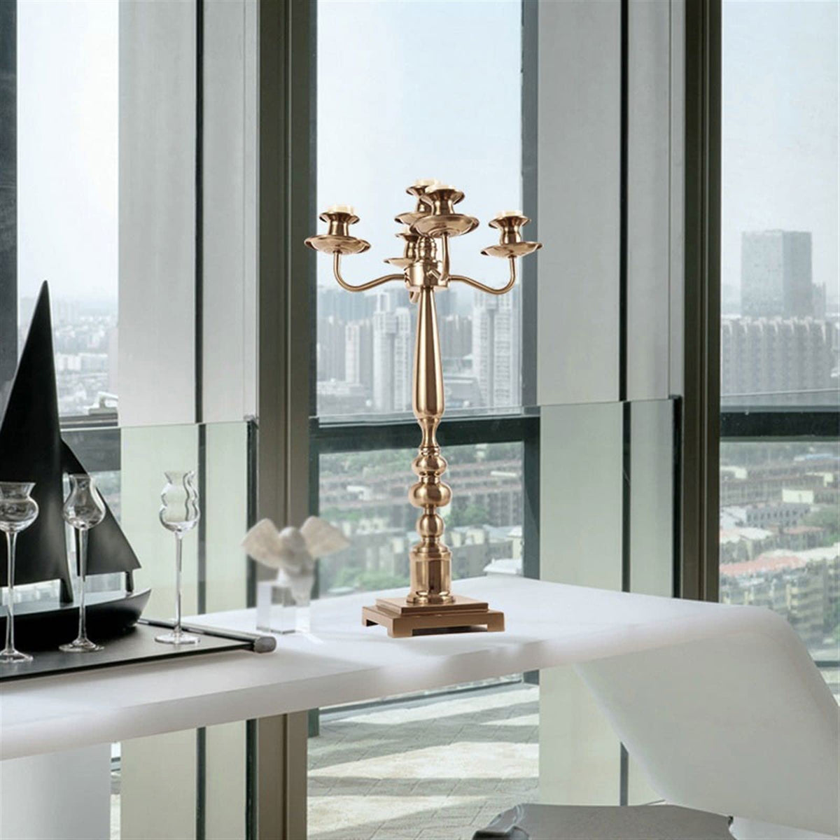 cfycfy987 Candelabra Table Romantic Candlestick Decoration Light Luxury Home Living Room Porch Handicraft Table Decoration Candle Sticks Holder