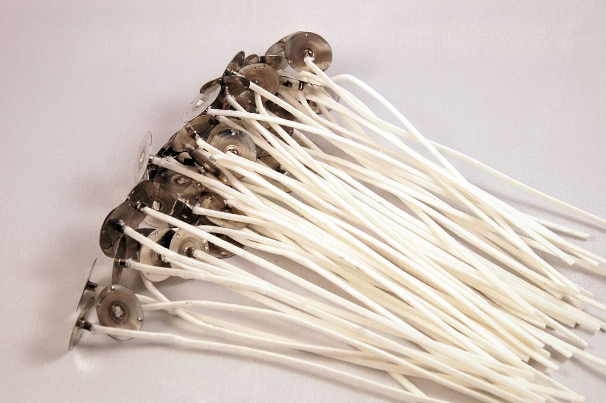 50 Pack | Jess Mae (LX 22) - Large Cotton Candle Wicks | 6 Inch | Self Trimming, Pre-Waxed & Pre-Tabbed | DIY Candle Making Supplies | Best Wick for Containers, Pillars & Votives