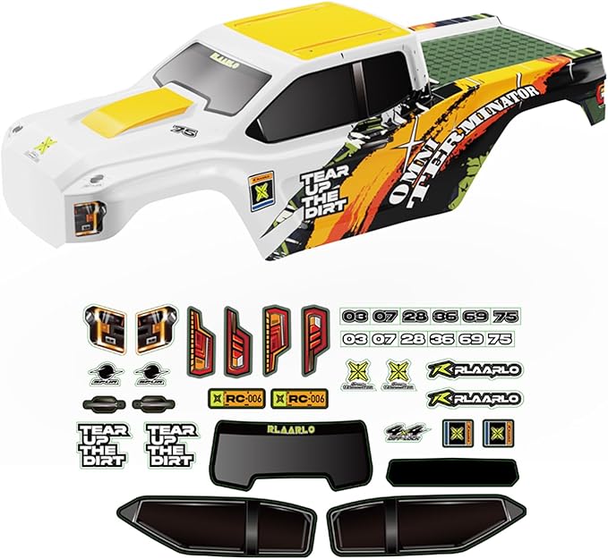 AMORIL 1.2MM PC Car Shell for RC Brushless Truck Mini 1/10 RZ001G-A1PCSPart Number R11165 Orange and White