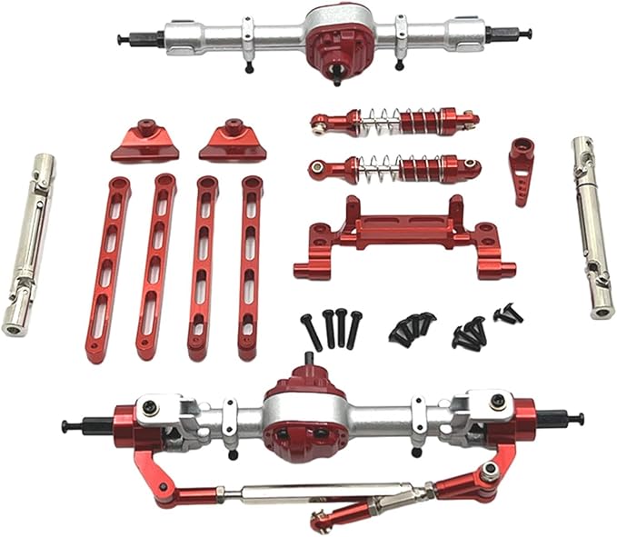 RC Car Upgrade Parts Front and Rear Assembly Kits Metal for MN82 LC79 MN78 1/12 Scale RC Hobby Car Red 15x20x5cm