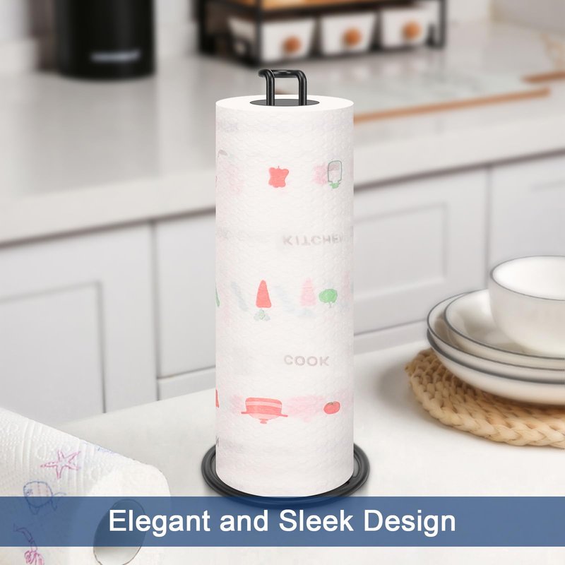 NearMoon Paper Towel Holder, Sturdy Paper Towel Stand Dispenser-All Metal, Standard or Jumbo-Sized for Kitchen Countertop, Farmhouse, Living Room (2 Pack, Matte Black)
