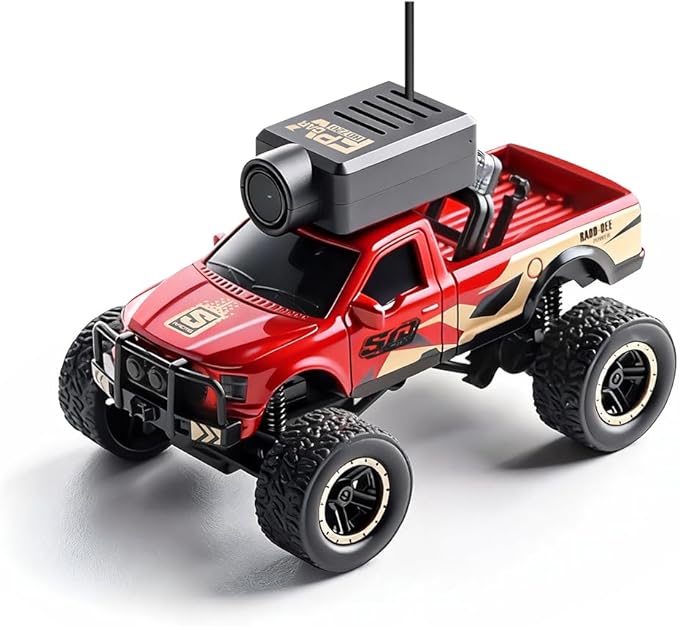 Aetheria WL Mini RC Car with HD FPV Camera 1/64 Remote Control Car FPV RC Drift Cars with LED Ambient Lights & Interactive Controls & 3-Speed Modes Gift for Adult (Red)