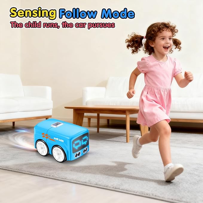 jaming RC Mini Bus2.4G Remote Control Car Vehicles City Buses Toy Classic Baby Vehicle Remote Control Car with LED Lights and Gesture Sensing Bus Toy Gift for Children Kids Boys Girls (Blue)