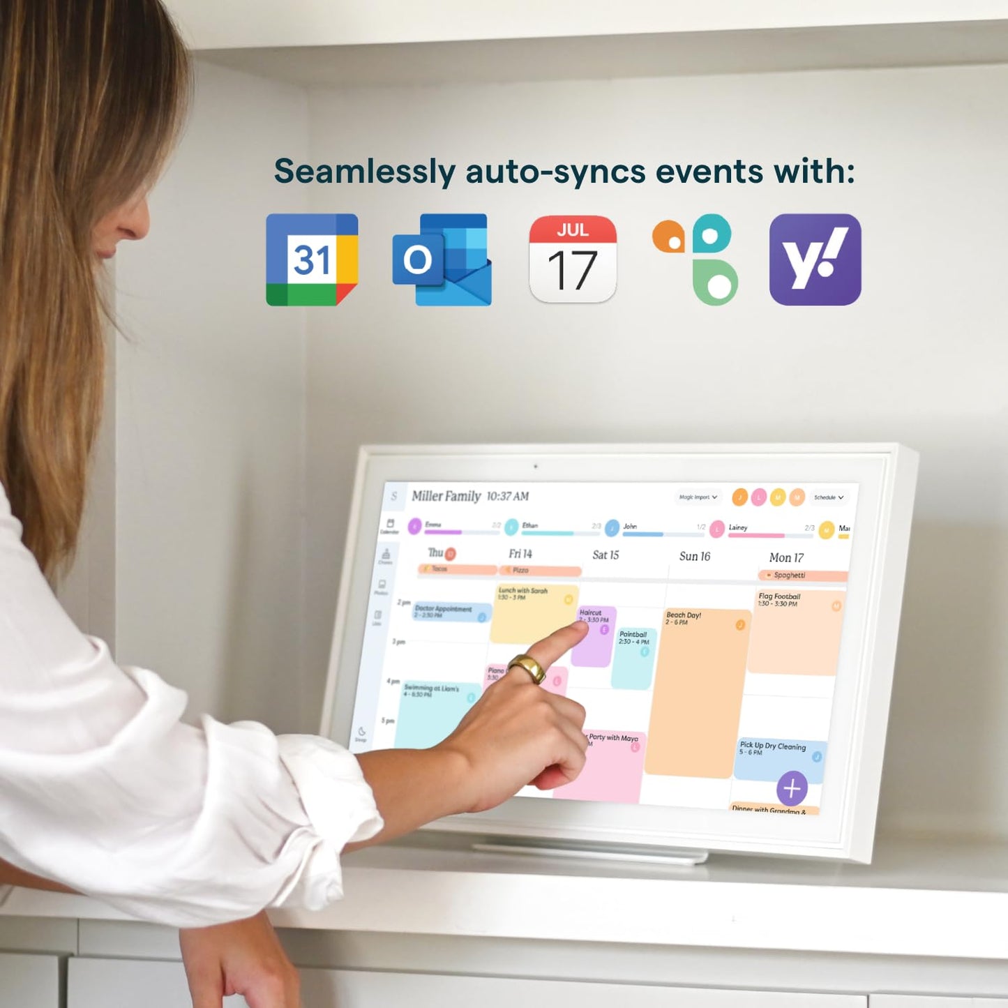 Skylight Calendar: 15-inch Wall Planner Digital Calendar & Chore Chart, Smart Touchscreen Interactive Display for Family Schedules – Wall Mount Included, Great for Organizing Your 2025 Calendar