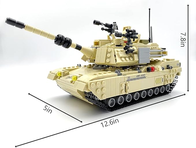 dOvOb Army Tank Building Block(1080 PCS)WW2 Military M1A2 Abrams Tank Model with Soldier FiguresToys Gifts for Kid and Adult