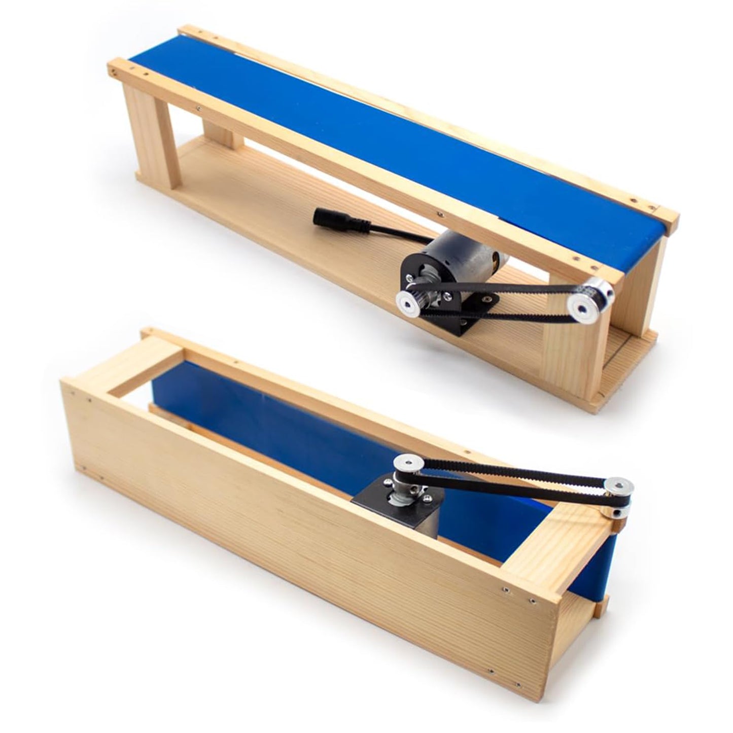 HMWOKPOT 5X70cm DIY Mini Desktop Conveyor Belt, AC 100-240V Elevator Model Friction Teaching Science Experiment Device 0-6000RPM