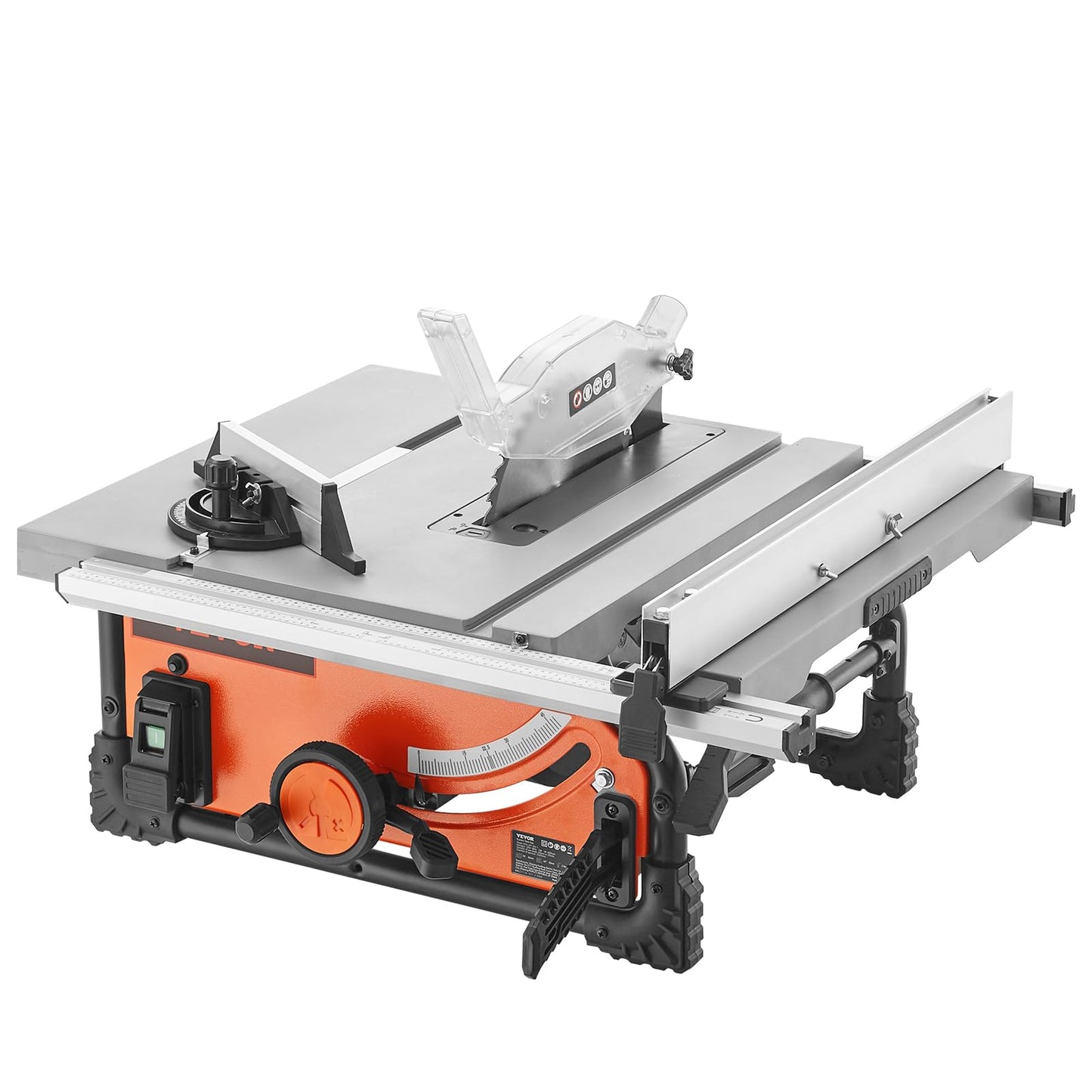 VEVOR Table Saw, 4500 RPM Portable Jobsite Table Saw with Sharp Edges & High Cutting Precision, Compact Table Saws with Dust Port For Woodworking, Fit for Raw Wood, Flooring & Cabinets