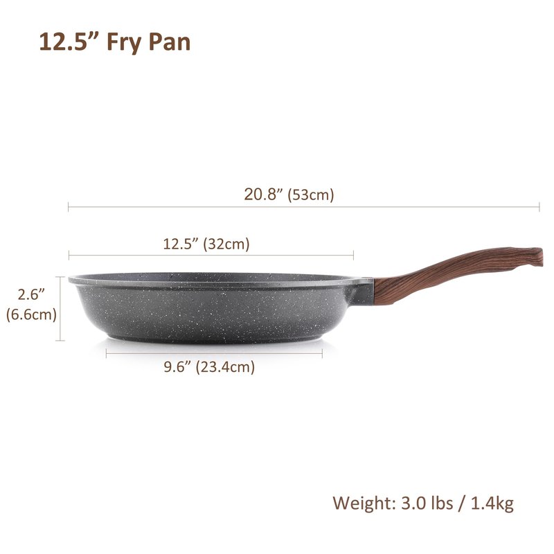 SENSARTE 12.5 Inch Nonstick Frying Pan Skillet, Swiss Granite Coating Omelette Pan, Healthy Stone Cookware, PFOA Free