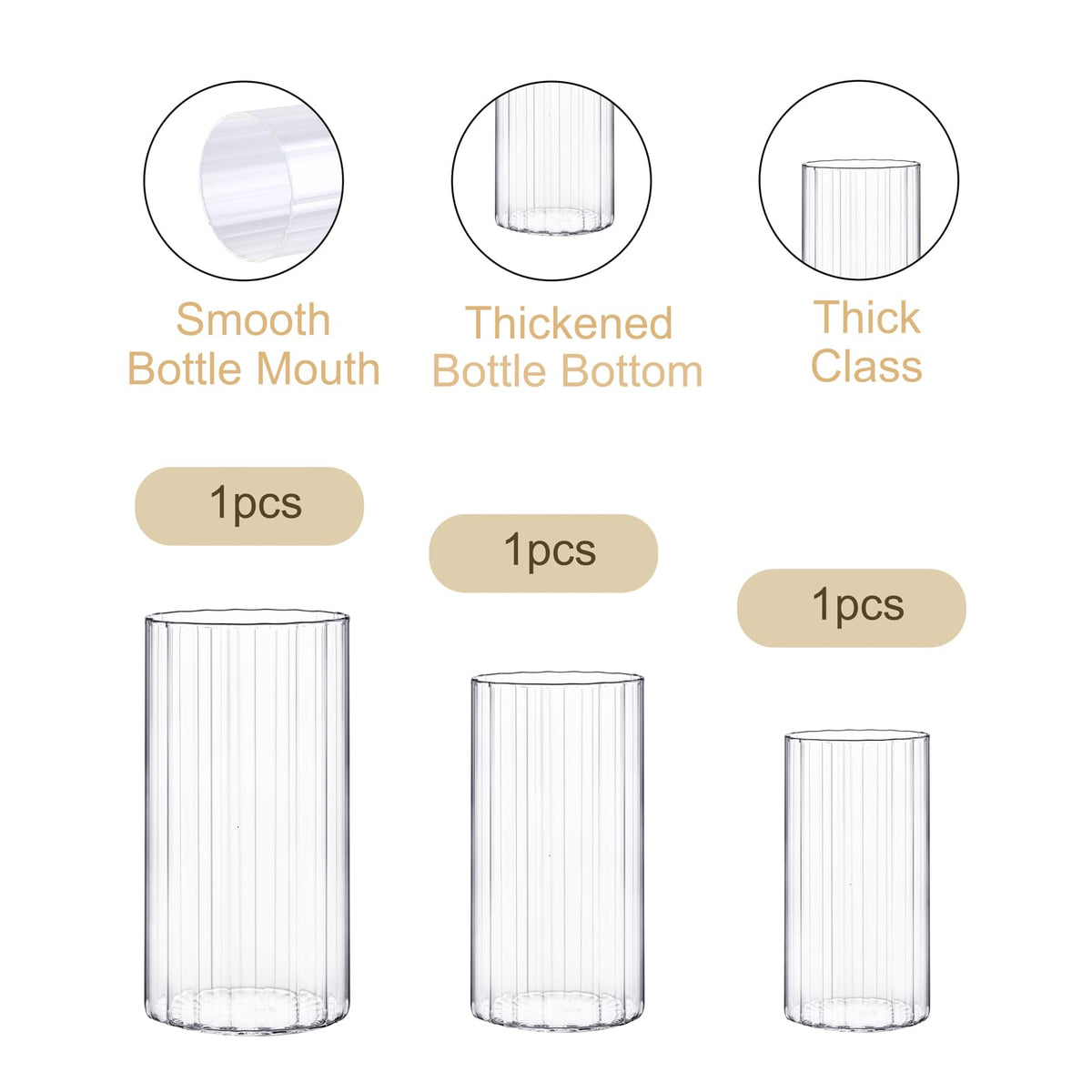 yshengood 6 Pcs Glass Hurricane Candle Holder Ribbed Glass Candle Holder - Elegant & Easy to Use, Perfect for Wedding, Holiday, Party Decor, Home and Event Essential