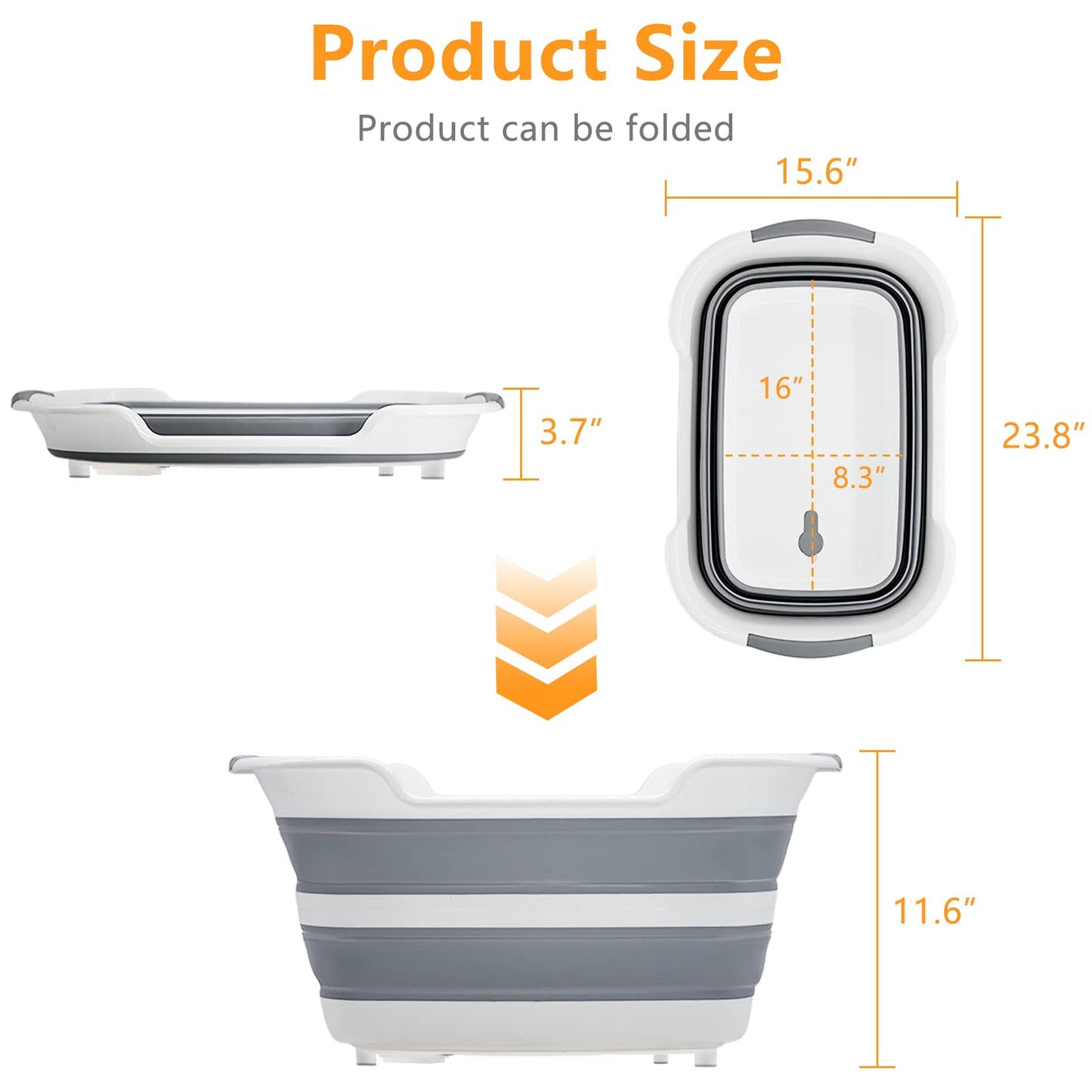 Goderewild 7.1 Gal/27L Multipurpose Collapsible Pet Bathtub Upgraded with Drainage Hole and Pet Hair Collector for Bathing/Shower, Portable Laundry Basket-Foldable Bathing Tub-Storage Organizer.