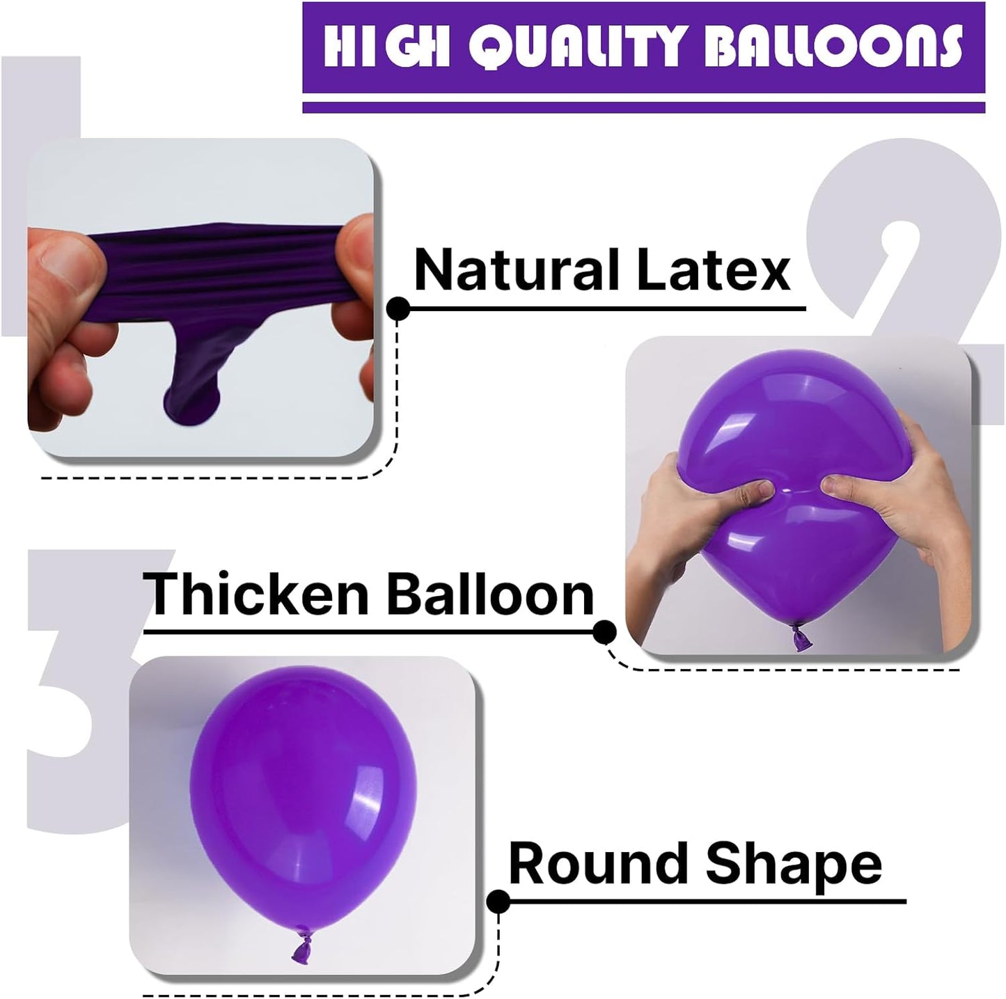 PartyWoo Dark Purple Balloons - 152-Piece Royal Purple Balloon Arch Kit for Birthday & Baby Showers