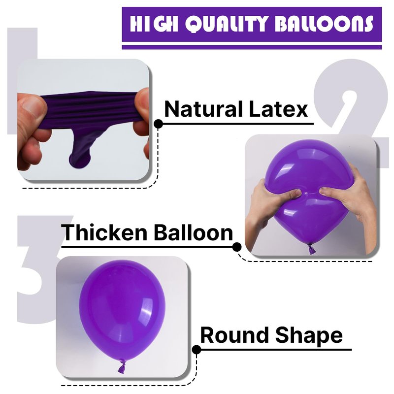 PartyWoo Dark Purple Balloons 100pcs 12 Inch Royal Purple Latex Helium Balloons for Birthday Baby Shower Graduation Anniversary Bachelorette Princess Butterfly Themed Party Decorations Purple-Y16