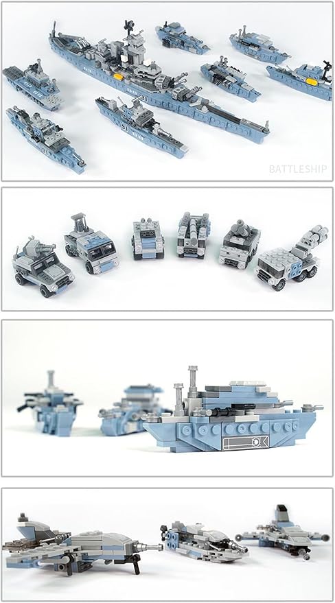 Military Army Building Toys for Adults 8IN1 USS Missouri Battleship Stem Building Blocks Military Bricks 25 Models Engineering Kits