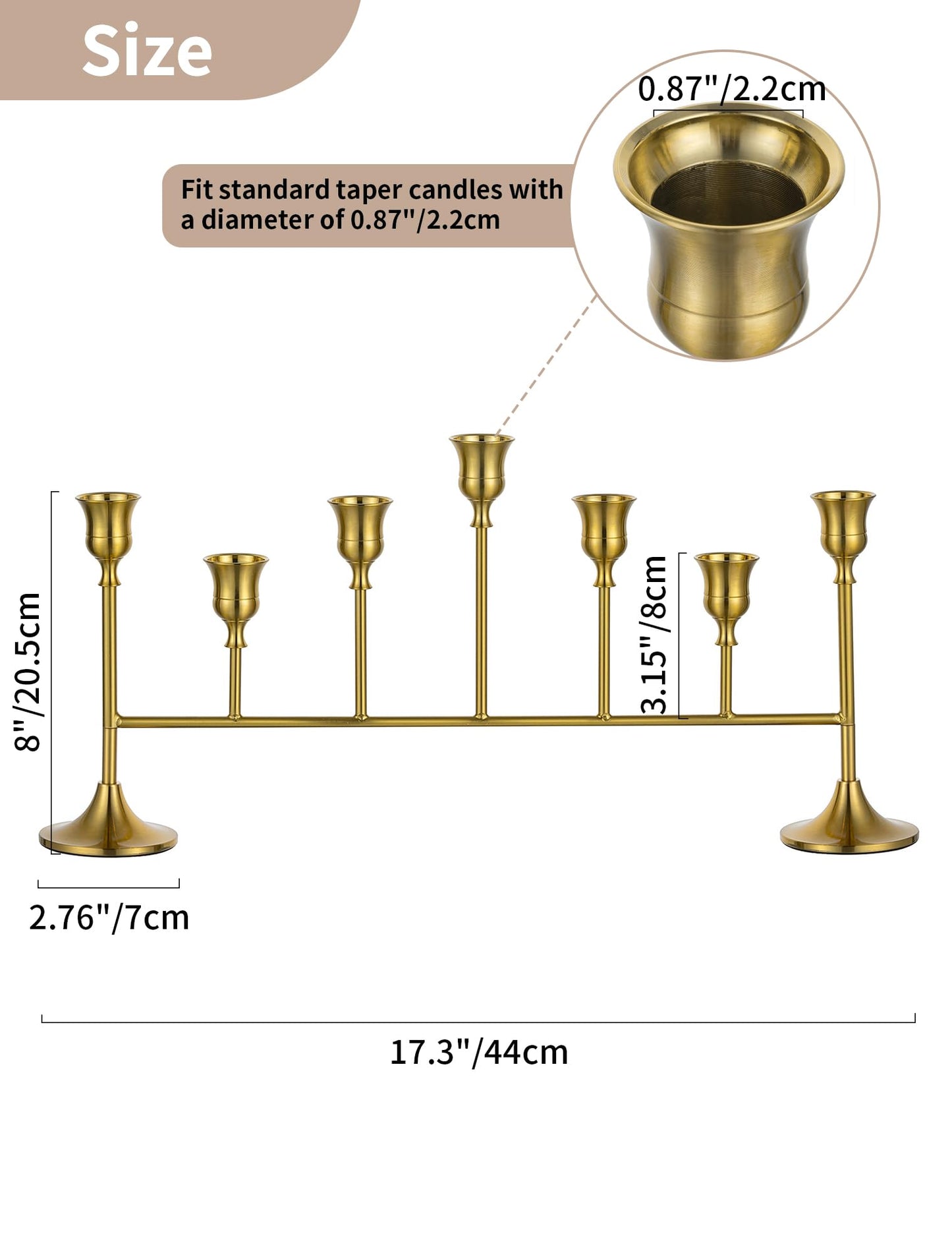 NUPTIO Gold Candle Holders for Centerpiece: Brass Taper Candelabra for Weeding Party - Candlestick Holder Set of 2 for Christmas Fireplace Table Decor