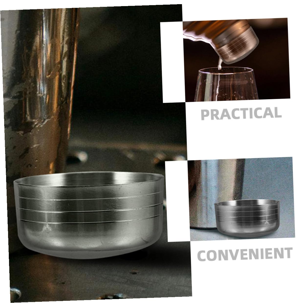 VINTORKY Stainless Steel Cocktail Shaker Lid Replacement 1.65 Inch Bar Tumbler Cap for Mixing Drinks Juice Bubble Tea Accessories