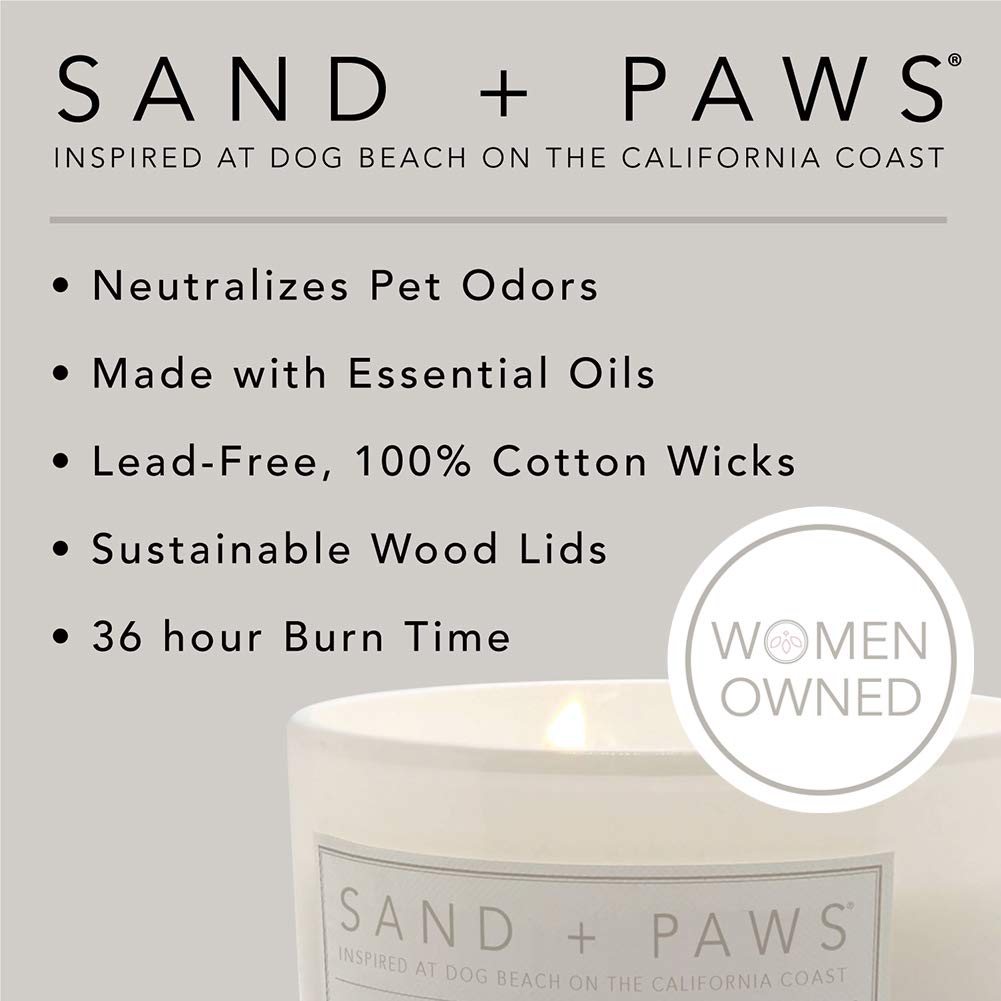Sand + Paws Scented Candle - Eucalyptus - Additional Scents and Sizes –Luxurious Air Freshening Jar Candles Neutralize pet Odors and Enhance Home décor – 100% Cotton Lead-Free Wicks - 12 oz