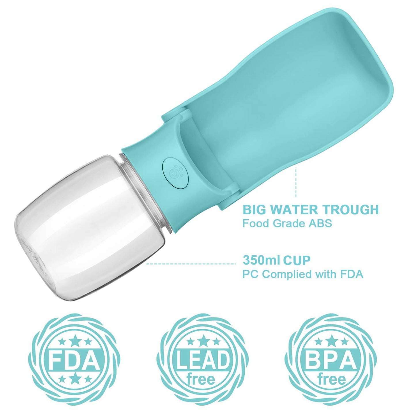 COMTENS Portable Dog Water Bottle for Walking, Leak Proof Foldable Pet Water Bottles Dispenser Bowl Travel Drink Cup for Walking Hiking Traveling