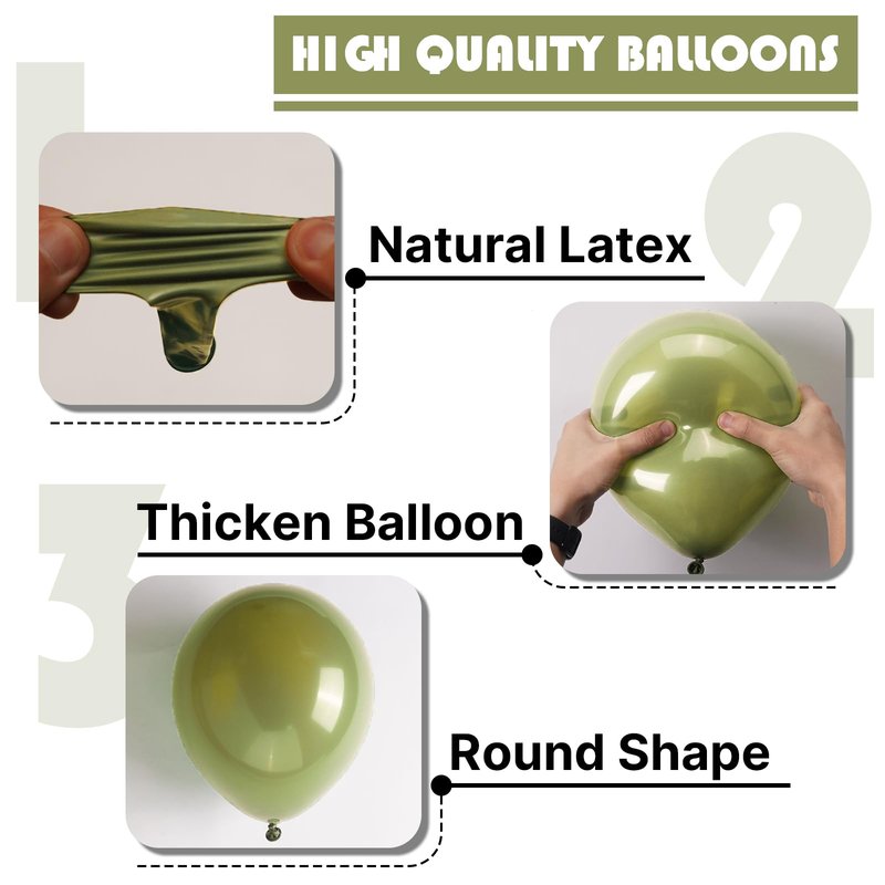 PartyWoo Sage Green Balloons 100pcs 12 Inch Olive Boho Green Latex Helium Balloons for Birthday Baby Shower Graduation Wedding Dinosaur Jungle Golf Football Baseball Theme Party Decorations Green-F11