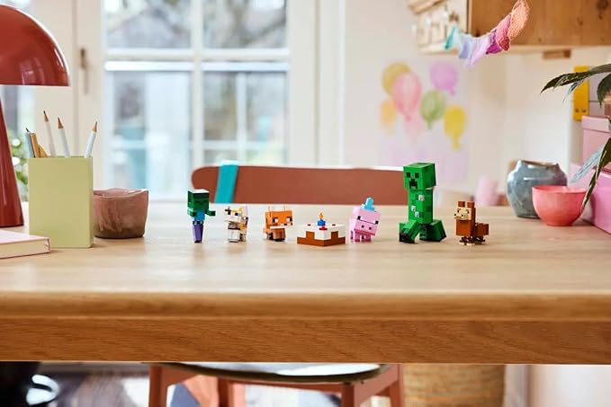 LEGO Minecraft 21281 Baby Pig’s Birthday Celebration – 351-Piece Build & Play Set with Creeper Baby Pig Fox Llama Cat Zombie Mobs + Buildable Cake (Ages 8+)