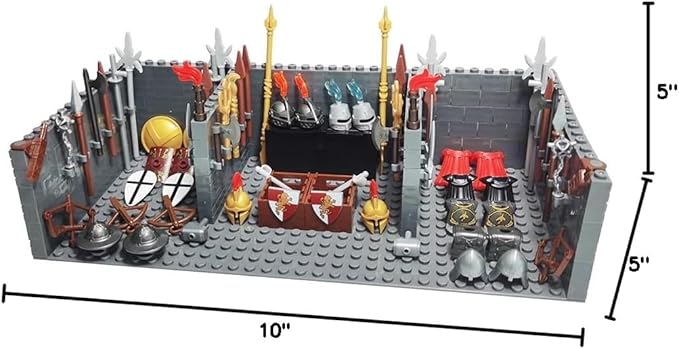 Medieval Weapon House for Middle Age Castle Knight Armor Shield Helmet Spartan Roman Warrior Arrow Spear Building Block Military Figure
