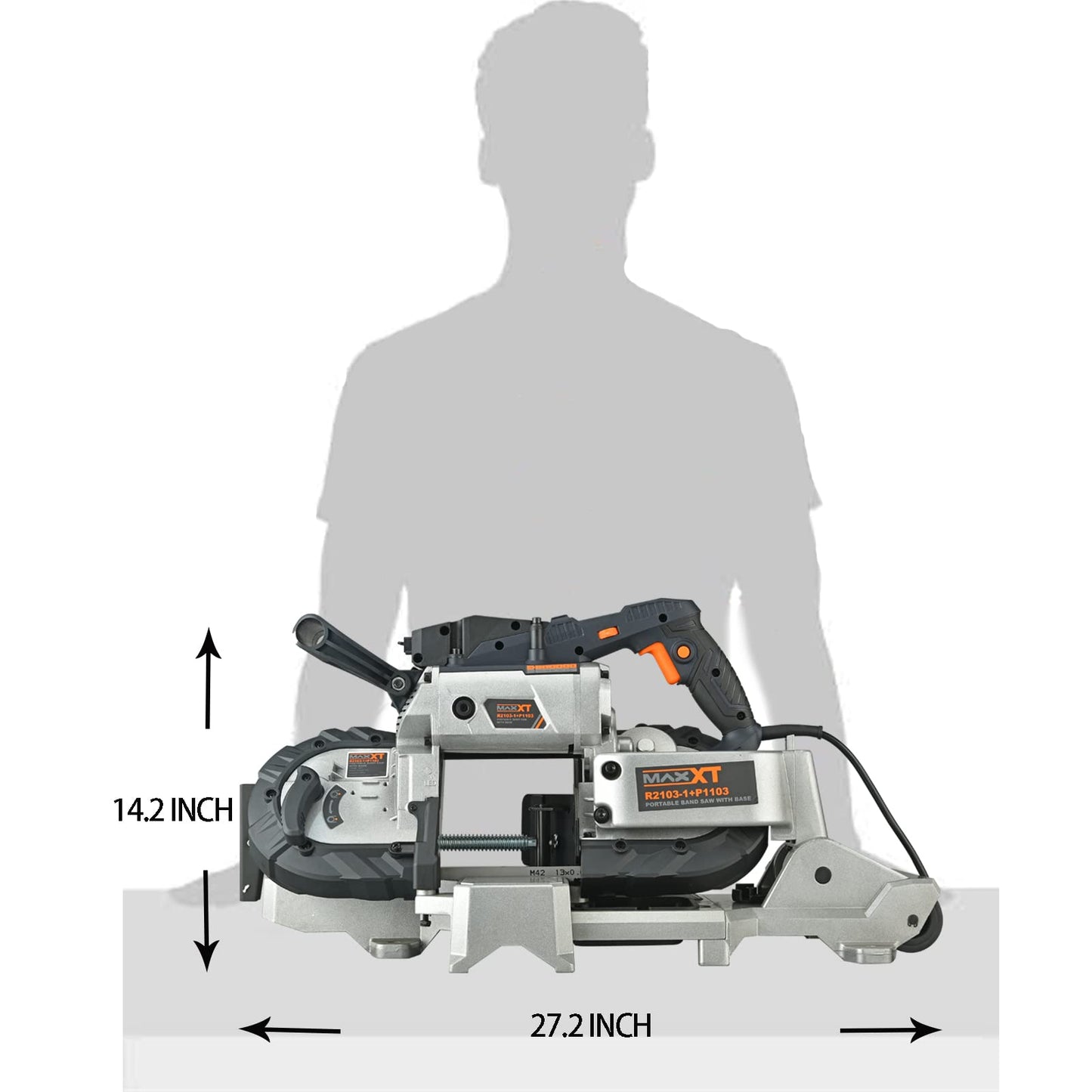 MAXXT Band Saw with Lightweight Aluminum Base, 10 Amp 5 Inch Deep Cut Bandsaw, Variable Speed Handheld Automatic Multipurpose Cut with Carrying Wheels Portable Metal Saw, Band Saws for Metal Wood