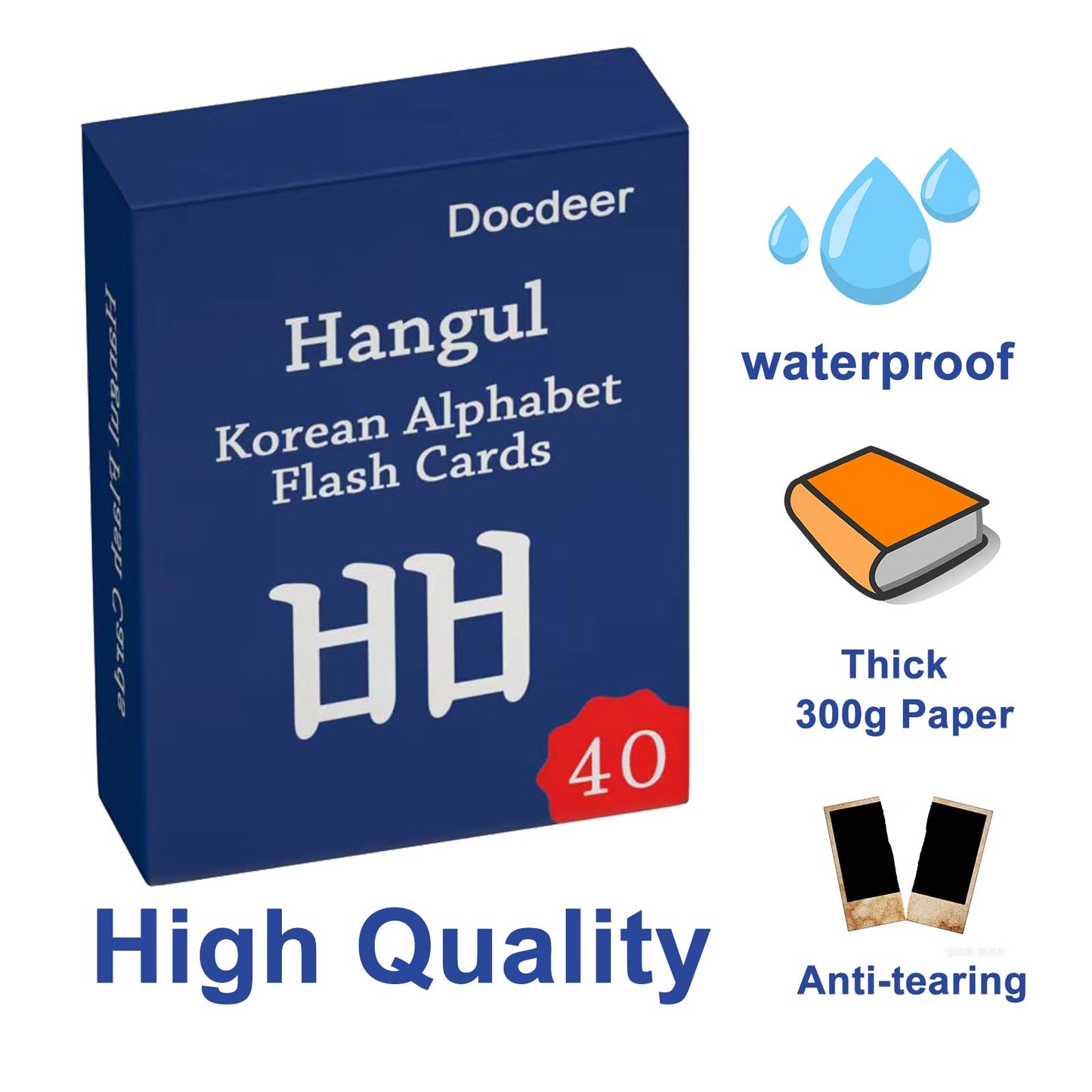 Hangul Korean Alphabet Syllabary Flash Cards for Beginners & Adults - Korean Educational Learning Flash Cards - Learning Video with Pure Pronunciation - Example Sentence & Words