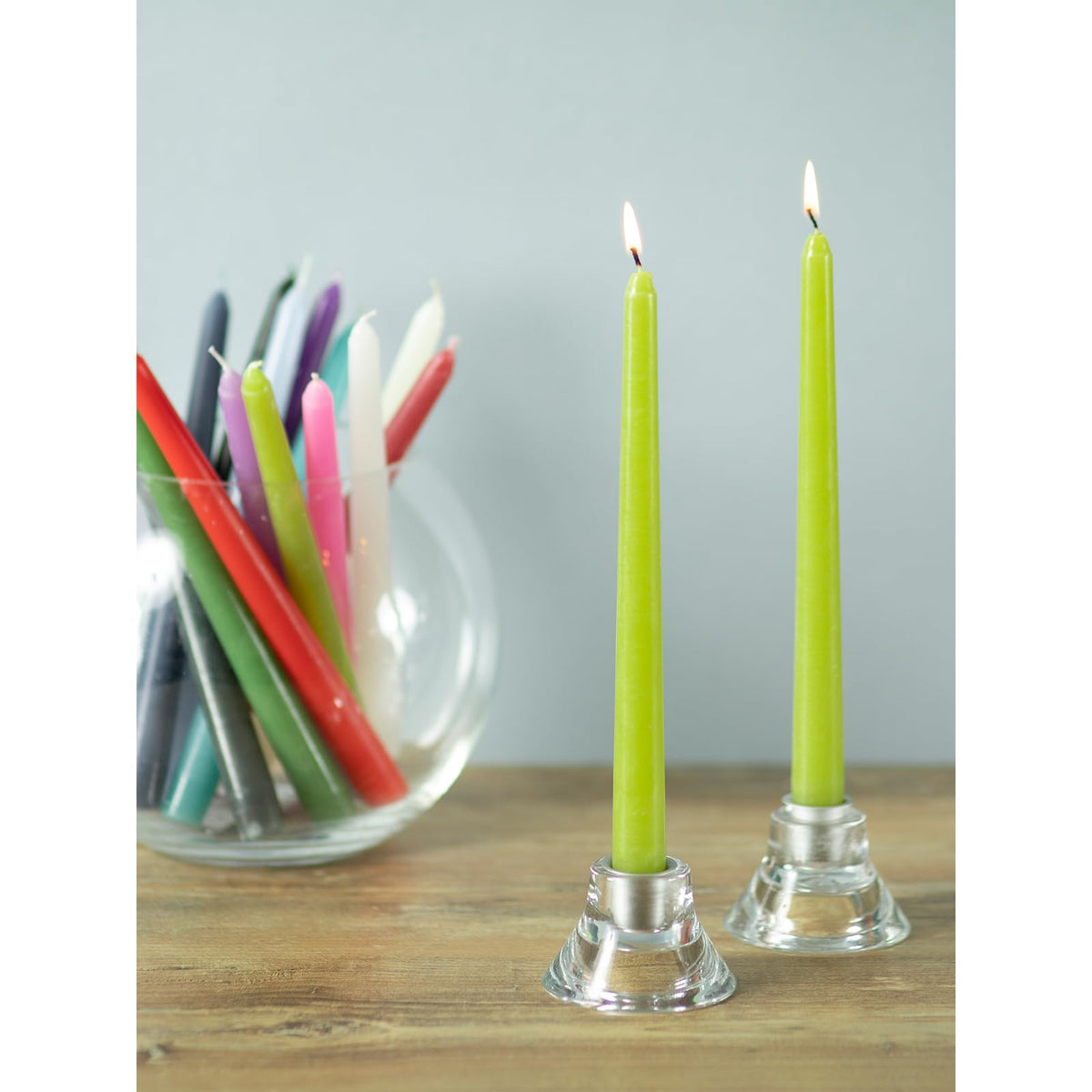 CANDWAX 10 inch Olive Taper Candles Set of 4 - Dripless Unscented Candlesticks - Perfect as Dinner Table Centerpiece Tapers or Household Decor