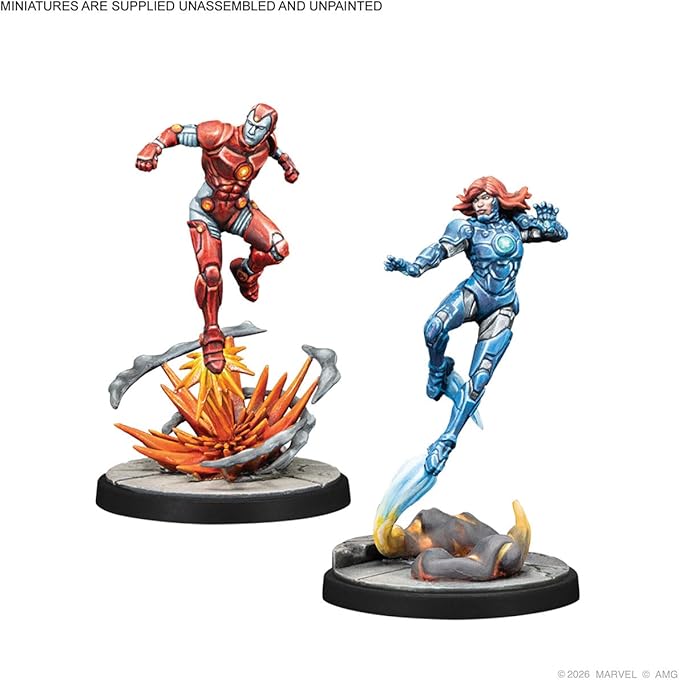 Asmodee Marvel: Crisis Protocol Iron Lad Iron Monger Kang The Conqueror & Rescue Character Pack - Tabletop Superhero Game Strategy Game for Kids & Adults Ages 14+ 2 Players 90 Min Playti