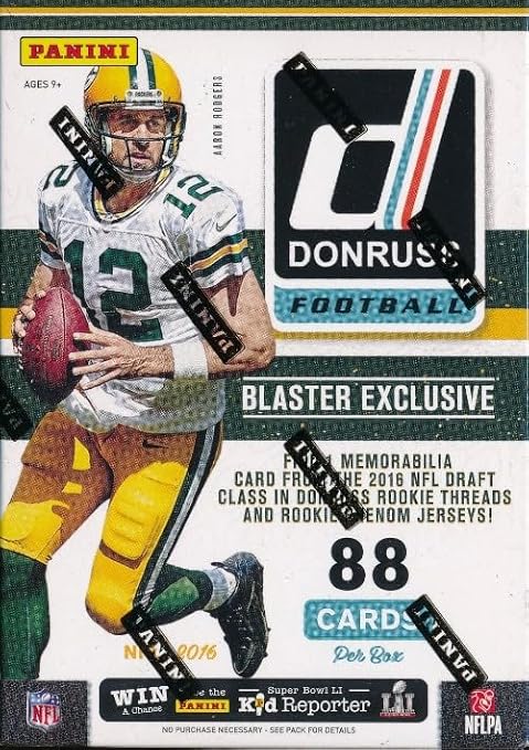 2016 Donruss Football EXCLUSIVE Factory Sealed Retail Box with ROOKIE MEMORABILIA Card Plus RC & INSERT in EVERY Pack! Look for Autographs of Tom Brady Brett FavreAaron Rodgers & Many More S