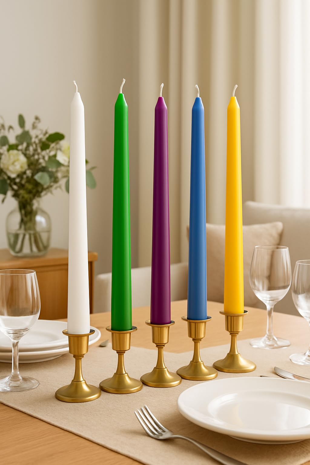 Dinil Purple Taper Candles - 10 Inch Unscented Dripless Smokeless Candlesticks Set of 4 | Perfect for Fall, Halloween, Thanksgiving, Dinner, Wedding and Party Decoration