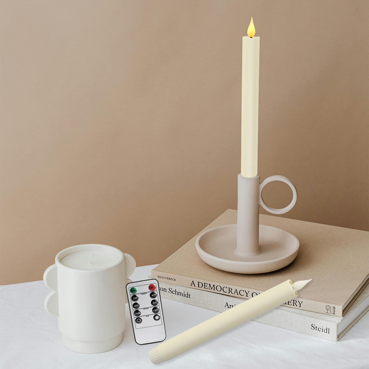 24-Pack Flameless Taper Candles, 9.25 Inch Battery Operated LED Candlesticks with Remote & Timer - Realistic Flickering Flame, Warm Ivory, Safe Smokeless for Wedding Christmas Church Party Home Decor