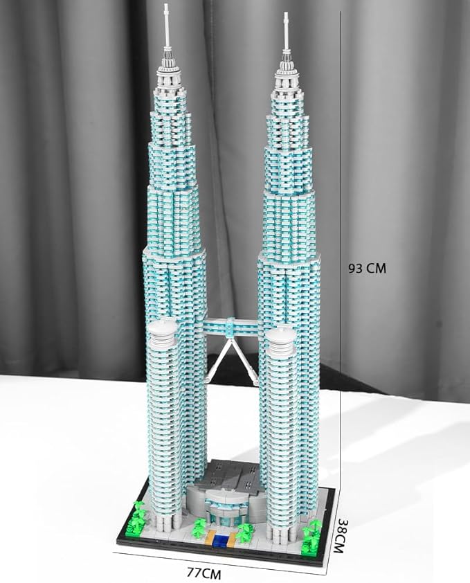 1:800 Malaysia Twin Towers Architecture Building Blocks Set Kuala Lumpur Petronas Tower Modular Construction Kit for Adults & Teens (5839 Pieces)