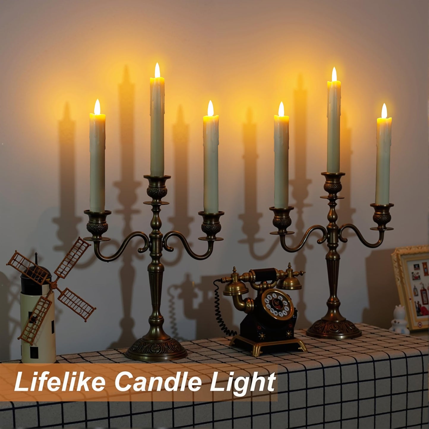 Flameless Taper Candles with Remote, 6.7 Inch Short Taper Candles Battery Operated with Flickering 3D Flame, Led Candle Sticks Safe for Wedding Home Christmas Poultry house lights Decor Ivory Set of 6
