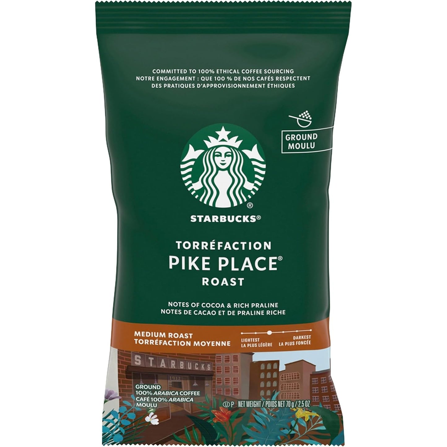 Starbucks Pike Place Ground Coffee - Rich Flavor, 18 oz Bag | Perfect for Daily Brewing