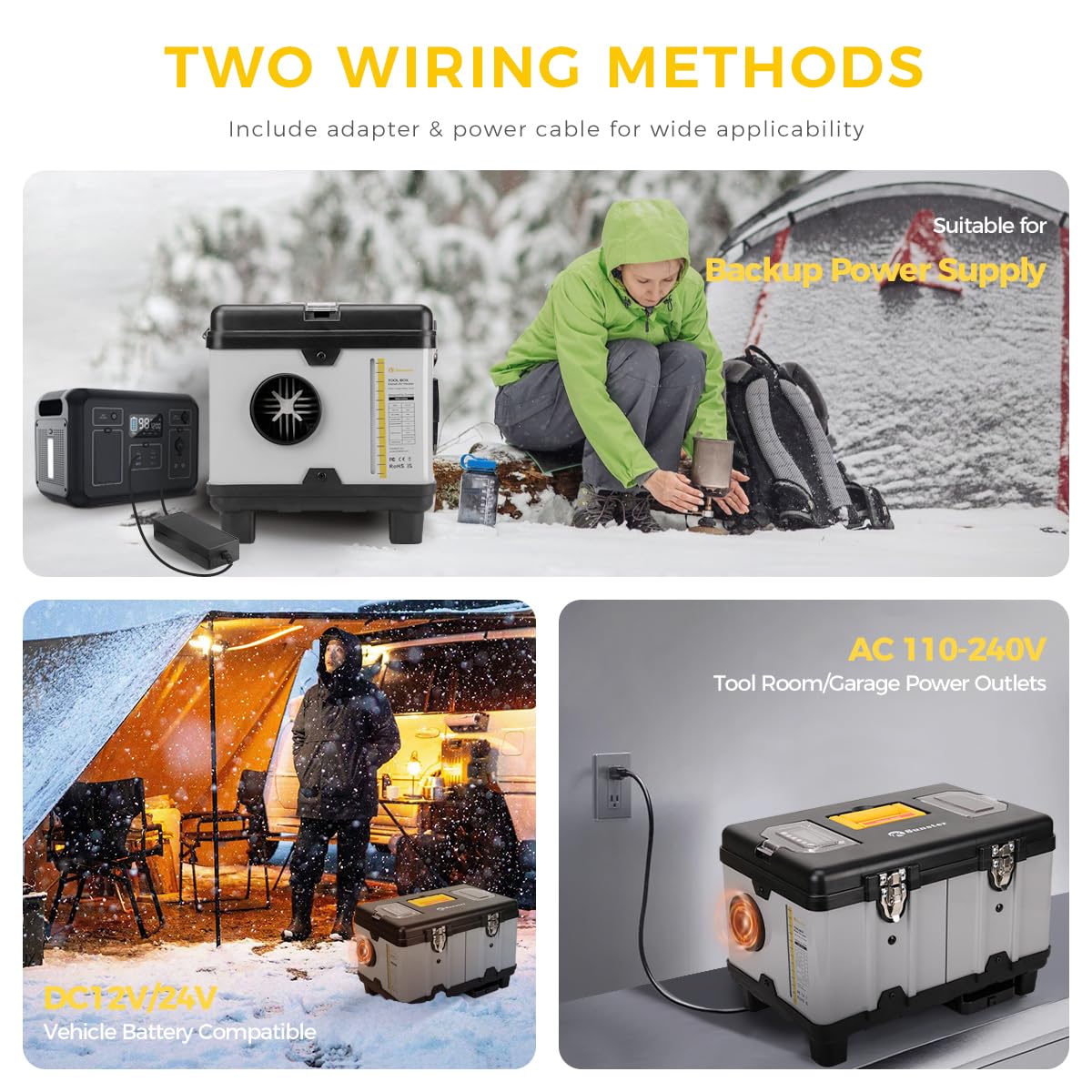 8KW Diesel Air Heater, 110V/12/24V All-in-One Portable Diesel Heater, with APP Control, 5500m Max Altitude Mode, Auto Start-Stop and Wireless Temperature Sensing, for RV Garage Truck Boat Tent