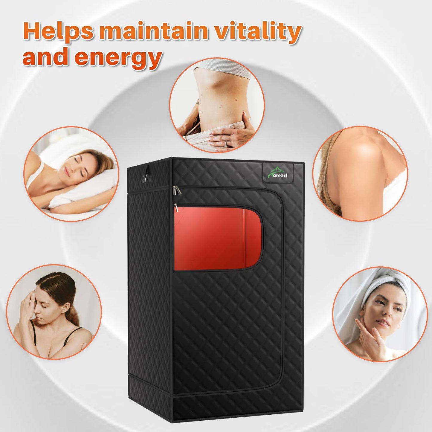 TOREAD Red Light Infrared Sauna with Red Light Therapy for Home,Portable Red Light Steam Sauna with 3L 1200W Steamer, Adjustable Temperature, Timer Setting, Remote Control, 35.4 * 35.4 * 63"
