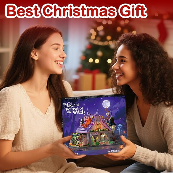The Magical Retreat of The Witch Building Set Ideal Christmas and Easter Gift 1200 PCS Miniature House Model Building Brick Kit for Adults Teens Boys Girls 14+ (Purple-presale)