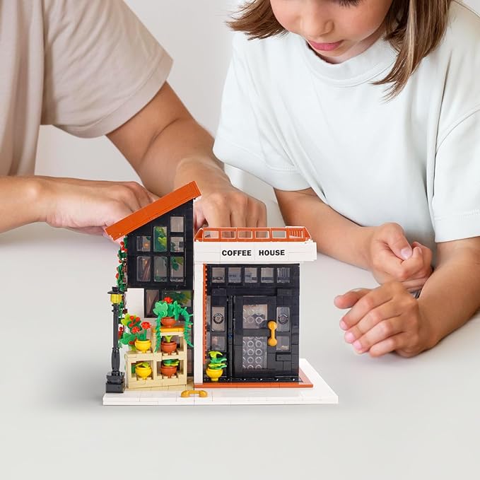 City Coffee House Building Blocks Set Openable Architecture Model Building Blocks Street View Modern Building Construction Toy 1512 PCS