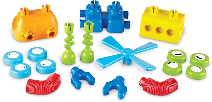 Learning Resources 1-2-3 Build It! Robot Factory - Building Toys Early Engineering and Science STEM Activities Fine Motor Skills Toddler Explorer Kit Construction Bots Boys and Girls Gifts