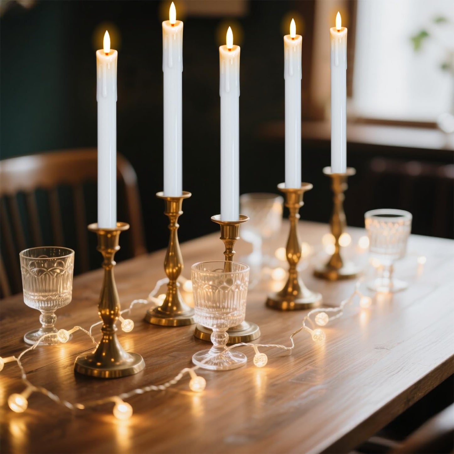 DRomance Dripping Flameless Taper Candles Flickering with Remote and Timer Battery Operated LED Taper Candle Real Wax 3D Wick Dinner Wedding Christmas Holiday Indoor Decor(6 Pack White, 0.78" x 9.7")