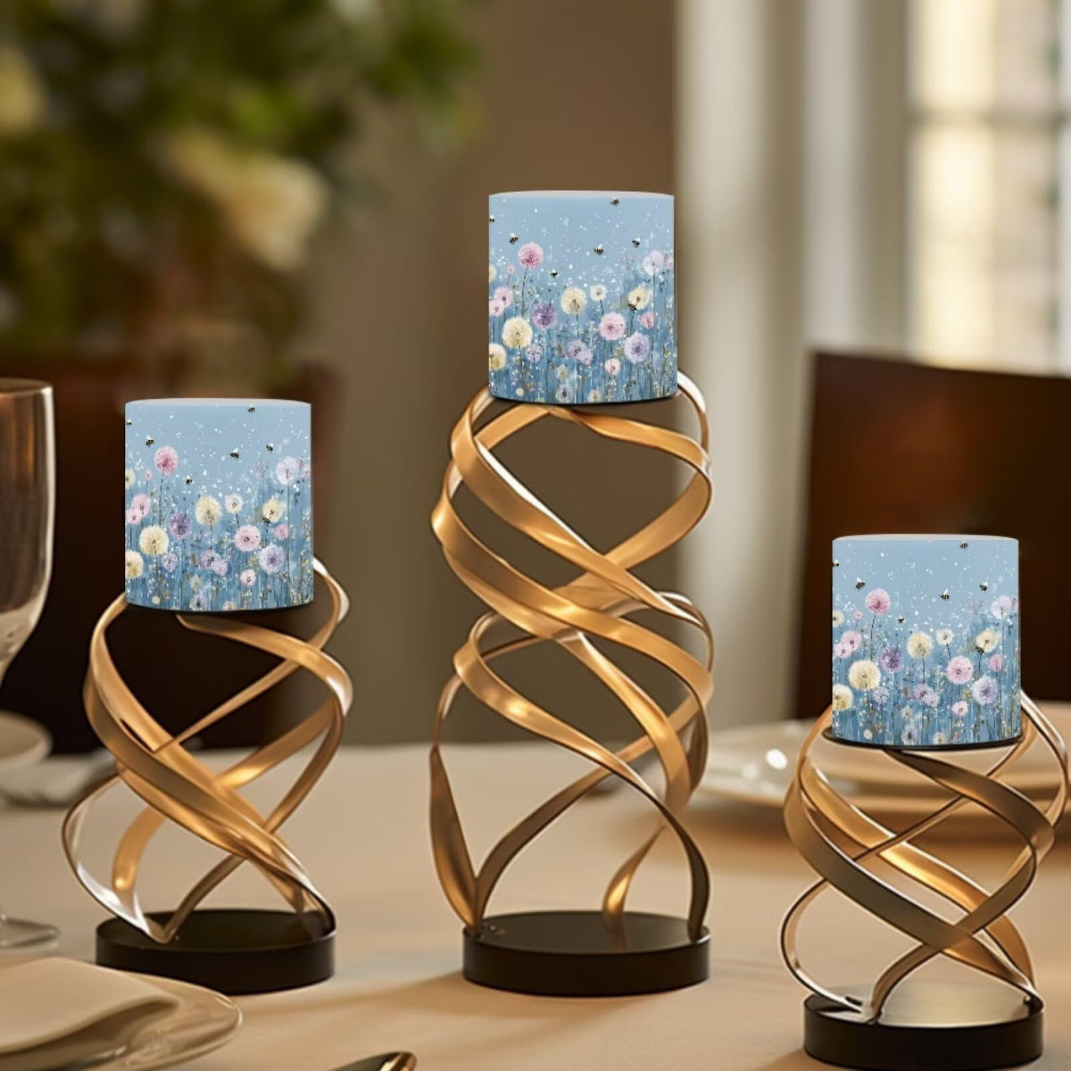 Merkmak Wild Flower Battery Operated Flameless Candles with Remote and Timer Flameless LED Pillar Candles for Camping, Banquet, Party, Home Decoration Tealights