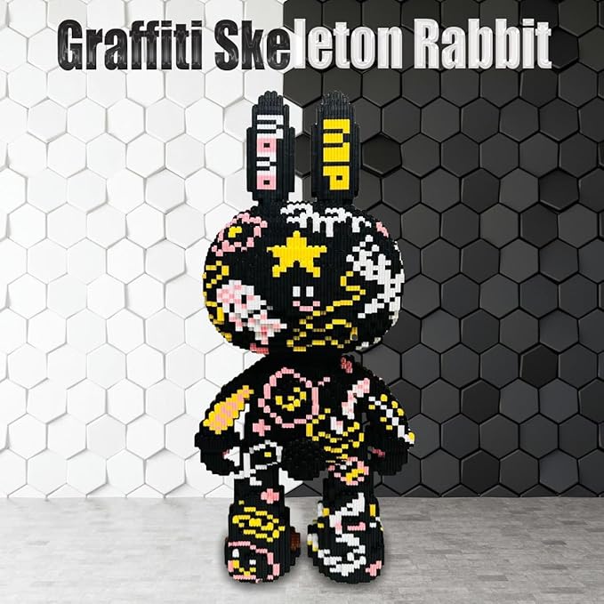 Animal Graffiti Skeleton Rabbit Micro Building Blocks Set(8000PCS 55cm High Series) Gift for Adults and Kids